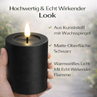 LED Kerze Outdoor Schwarz 10 x 20 cm