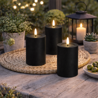 LED Kerze Outdoor Schwarz 10 x 20 cm