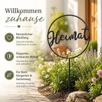 Gartenstab Schild - Heimat - Schriftzug Metallschild H: 128cm