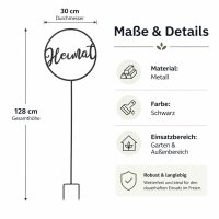 Gartenstab Schild - Heimat - Schriftzug Metallschild H: 128cm