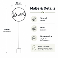 Gartenstab Schild - Heimat - Schriftzug Metallschild H: 128cm