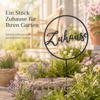 Gartenstecker Zuhause 1x128cm Schwarz Eisen für Beet Pflanzkübel Eingang