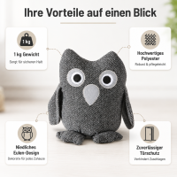 Türstopper Eule aus Stoff mit schwerer Füllung Türsack für den Boden
