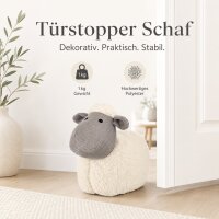 Türstopper Schaf 22x22x24cm Weiß cremeweiß Polyester Wohnaccessoire