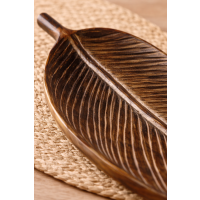 Holztabletts blattförmig – Mangoholz 3er Set – Handarbeit