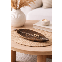 Holztabletts blattförmig – Mangoholz 3er Set – Handarbeit