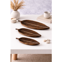 Dekotablett Leafy Blattform 3er-SET