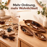 Tablett 3er Set Holz  Natur Mango Holz Blattform für Tischdeko