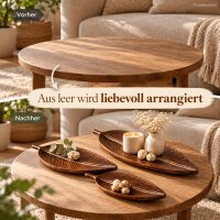 Tablett 3er Set Holz  Natur Mango Holz Blattform für Tischdeko