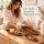 Tablett 3er Set Holz  Natur Mango Holz Blattform für Tischdeko