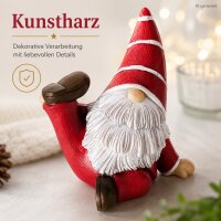 Witzige Weihnachtsfigur 13x7,5x12cm Rot Weihnachtsrot Kunstharz Yoga