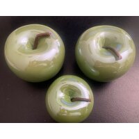 OUTLET - B - Ware - 3  x Deko Äpfel  Grün  - 1 leichte unebenheit am Porzellan