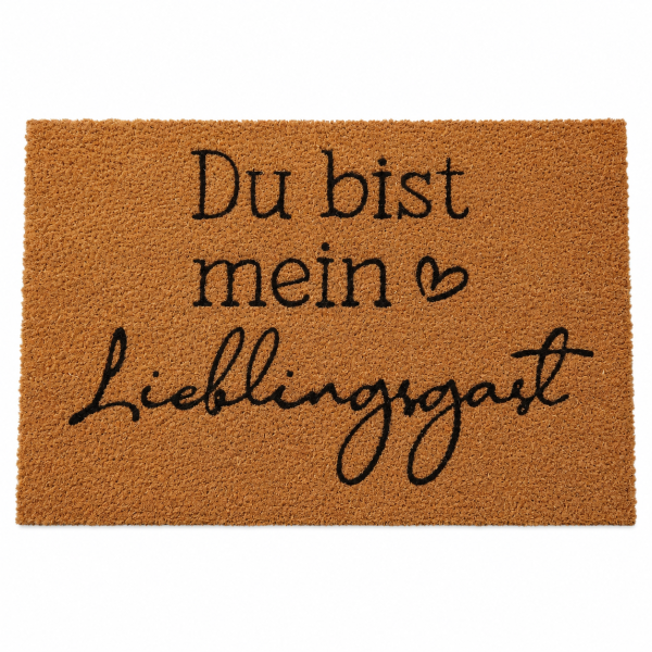 Fußmatte aus Kokos 60x40 cm Aufschrift Du bist mein Lieblingsgast