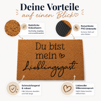 Fußmatte aus Kokos 60x40 cm Aufschrift Du bist mein Lieblingsgast