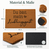 Fußmatte aus Kokos 60x40 cm Aufschrift Du bist mein Lieblingsgast