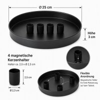 Boltze Home Kerzenleuchter Margo rund schwarz mit 4 magnetischen Haltern