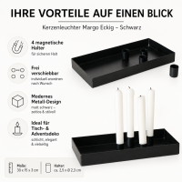 Kerzenleuchter Margo eckig schwarz mit 4 magnetischen Haltern