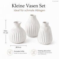 Vasen Set weiß 3er 11cm - Porzellan matt für moderne Wohndeko