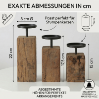 Kerzenleuchter Solea aus Eisenbahnschwellenholz - 3er-SET