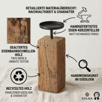 Kerzenleuchter Solea aus Eisenbahnschwellenholz - 3er-SET