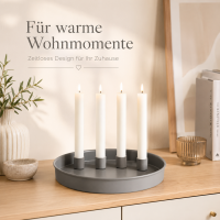 Kerzenleuchter Margo rund grau mit 4 magnetischen Haltern