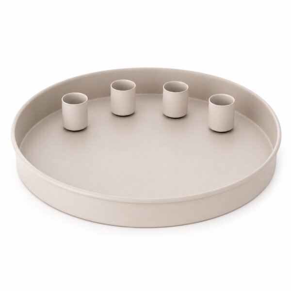 Kerzenleuchter Margo rund beige mit 4 magnetischen Haltern
