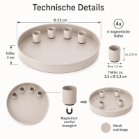 Kerzenleuchter Margo rund beige mit 4 magnetischen Haltern