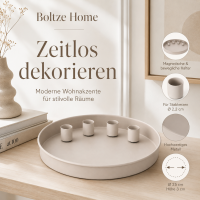 Kerzenleuchter Margo rund beige mit 4 magnetischen Haltern
