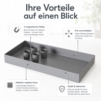 Kerzenleuchter Margo eckig grau mit 4 magnetischen Haltern
