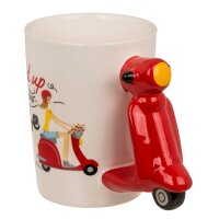 Becher Scooter Retro Mofa "Speed Up Your Life" 13,5 x 11 cm