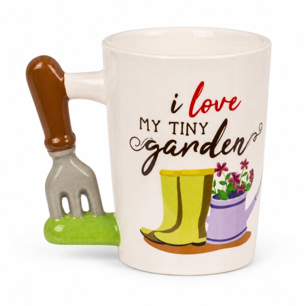 Tiny Garden Becher 300 ml aus Steingut mit 3D-Gartengabel-Henkel