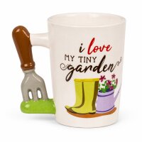 Tiny Garden Becher 300 ml aus Steingut mit 3D-Gartengabel-Henkel