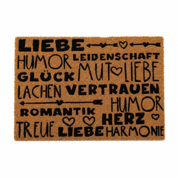Türmatte Liebe 60x40 Natur Naturbraun - Kokosmatte mit Aufdruck