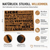 Türmatte Liebe 60x40 Natur Naturbraun - Kokosmatte mit Aufdruck