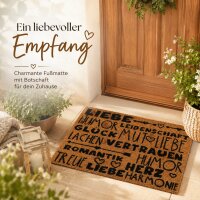 Türmatte Liebe 60x40 Natur Naturbraun - Kokosmatte mit Aufdruck