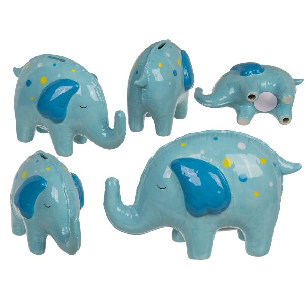 Spardose Elefant Blau mit Öffnung 21,5 x 10,5 x 14 cm