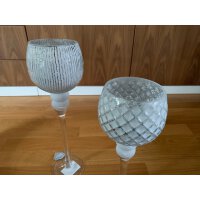OUTLET - B - Ware - Boltze Windlicht Set Manou 2-teilig (verschiedene Muster, Deko-Gläser für Kerzen / , Kerzenständer Höhen   40 cm / 35 cm, Form rund, abstrakte Muster, Farbabplatzungen