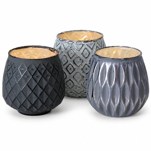 Boltze Windlicht Yamuna 3er-Set aus lackiertem Glas