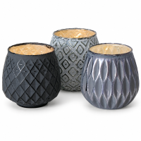 Boltze Windlicht Yamuna 3er-Set aus lackiertem Glas