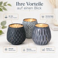 Boltze Windlicht Yamuna 3er-Set aus lackiertem Glas