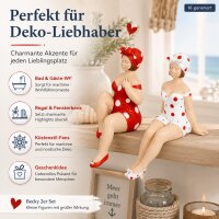 Kantenhocker Becky Badenixe rot/weiß gepunktet – Dekofigur aus Polyresin, 13 cm