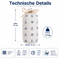 Türstopper Stoff maritim 1,5 kg Weiß/Navy