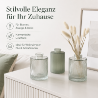Vase Tonja 3er-Set Grün aus lackiertem Glas