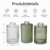 Vase Tonja 3er-Set Grün aus lackiertem Glas
