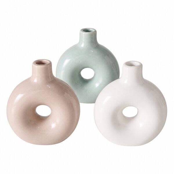 Vase Lanyo 3er-Set aus glasiertem Steingut