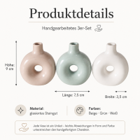 Vase Lanyo 3er-Set aus glasiertem Steingut