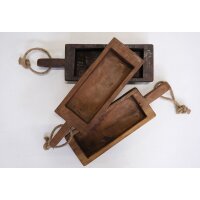 Holztablett mit Henkel und Seilgriff