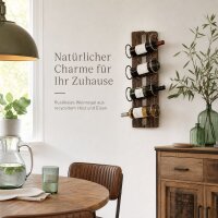 Weinwandregal für 4 Flaschen aus recyceltem wiederverwertetem Holz