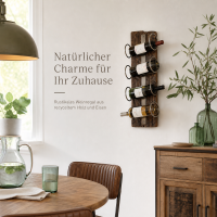 Weinwandregal für 4 Flaschen aus recyceltem wiederverwertetem Holz