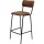 Barhocker mit gestepptem braunen Leder aus Büffelleder mit Rückenlehne